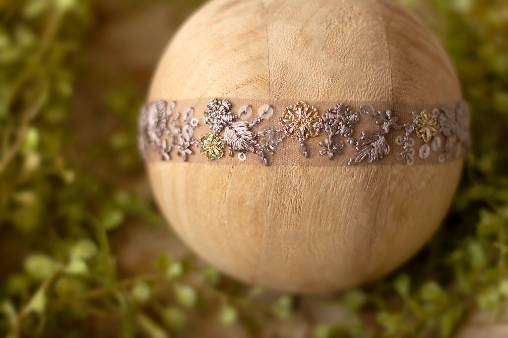 Francesca Embroidered Band in Dusty Plum